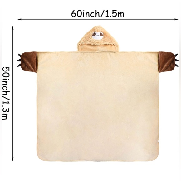 Brand New Sloth Blanket Fuzzy Soft Warm Wearable Hooded Blanket - Picture 2 of 12